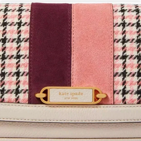 Kate Spade ♠️ Gramercy Racing Stripe Plaid Twill Small Shoulder Baguette Bag​​​ - Picture 8 of 8